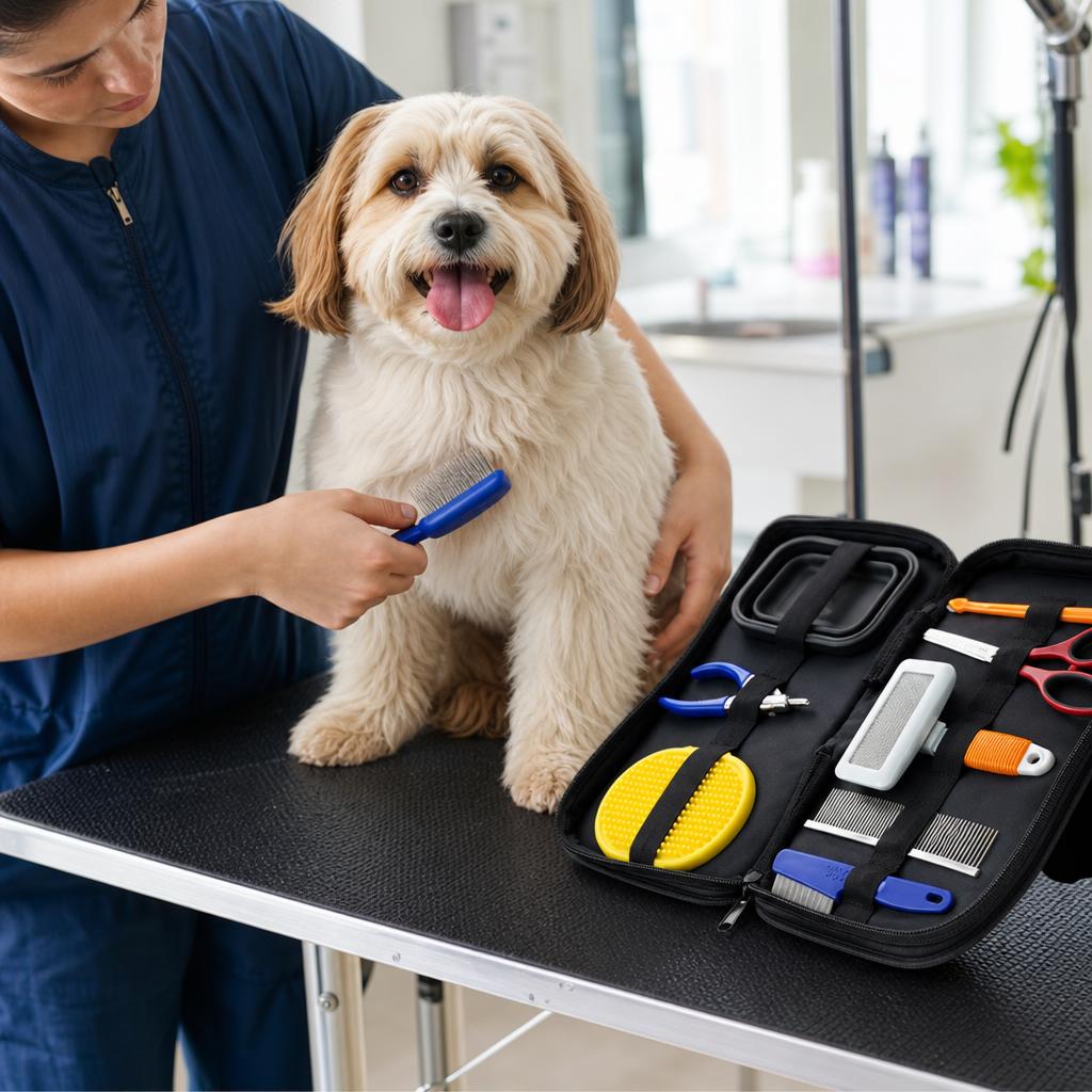 Grooming a dog with DoggySet Grooming Tools
