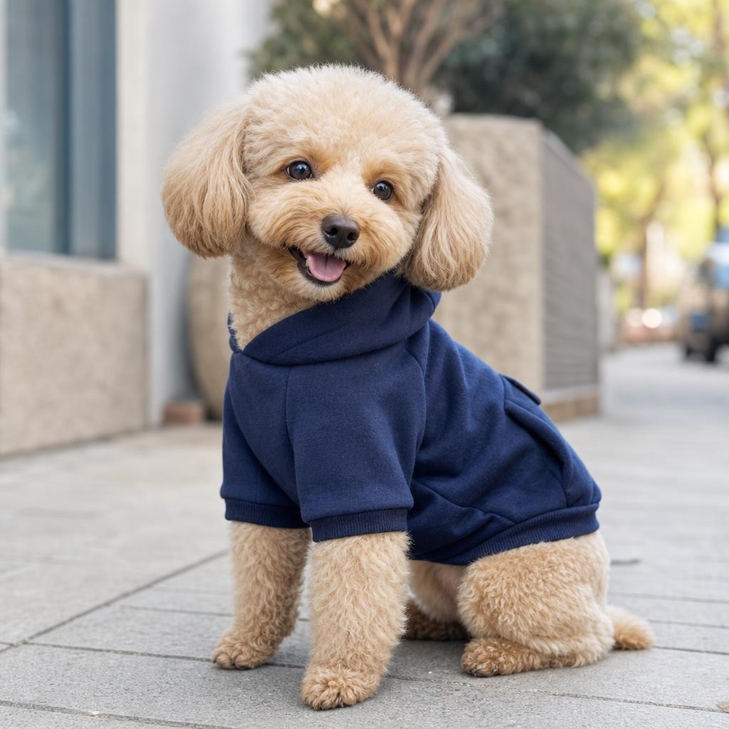 Dog wearing DoggySweats FruitColors, navy